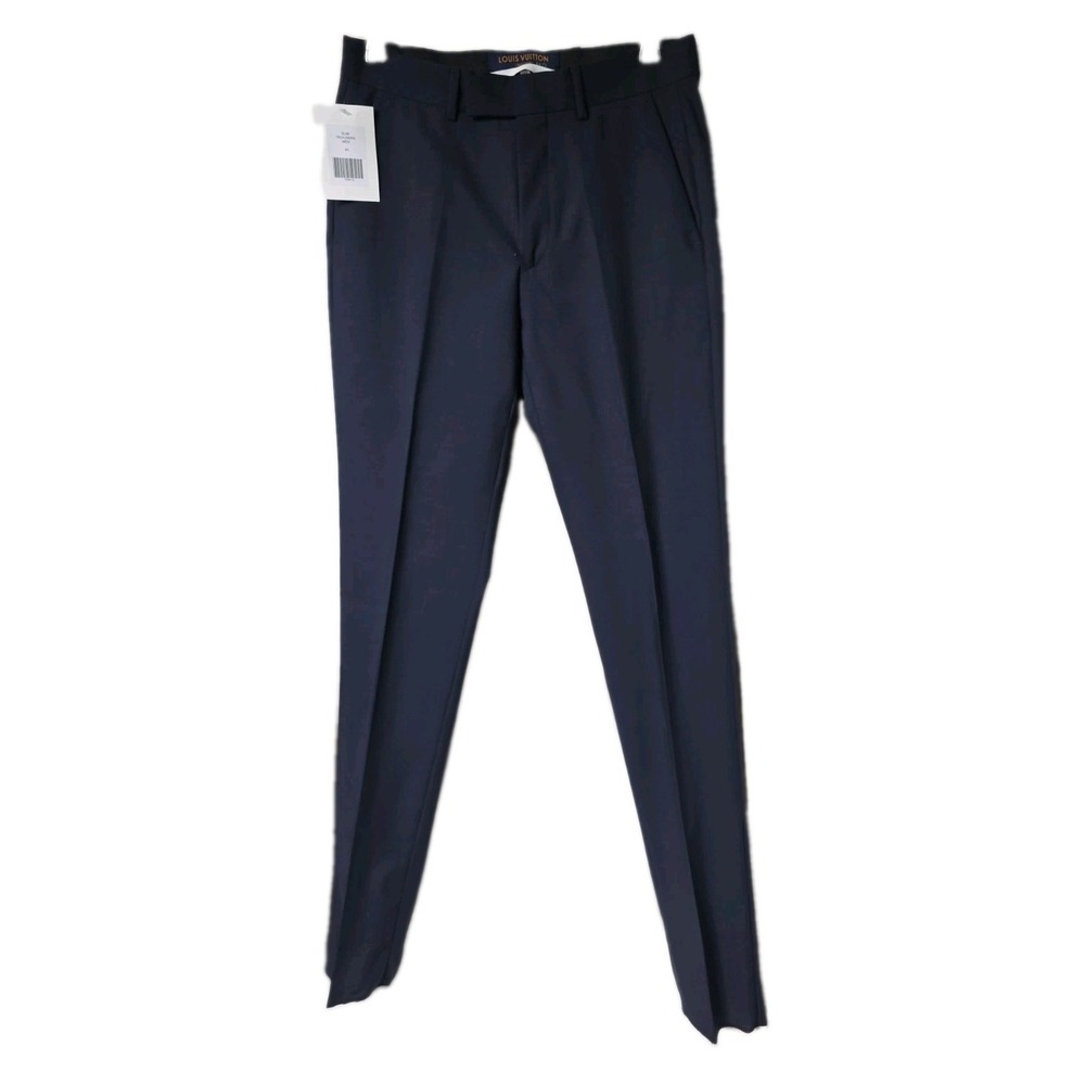 Louis Vuitton Rare Uniform Mens Navy Slim Unhemmed Trousers Size EU 44/US 28 NWT